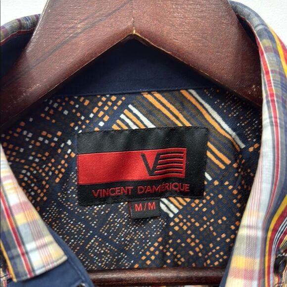 Vincent d’ Amérique Men's Multicolor Plaid Shirt Sz M - Picture 3 of 5